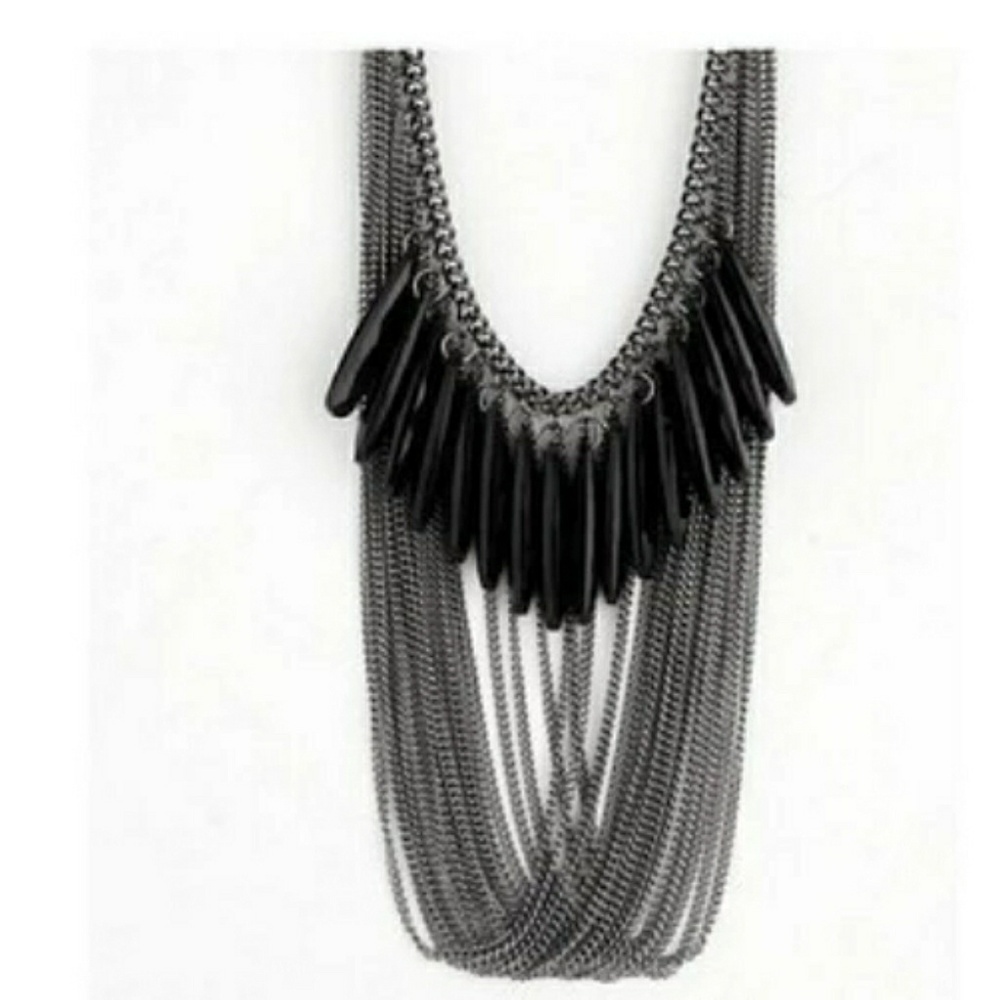Black Multi Chain Necklace